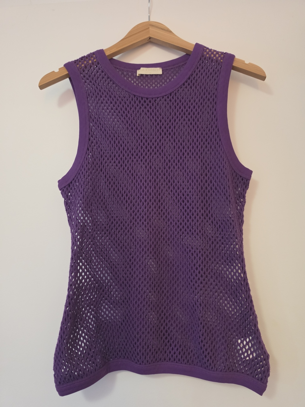 Ulla Johnson Vibrant Purple 100% Cotton Open-Knit Mesh Tank
